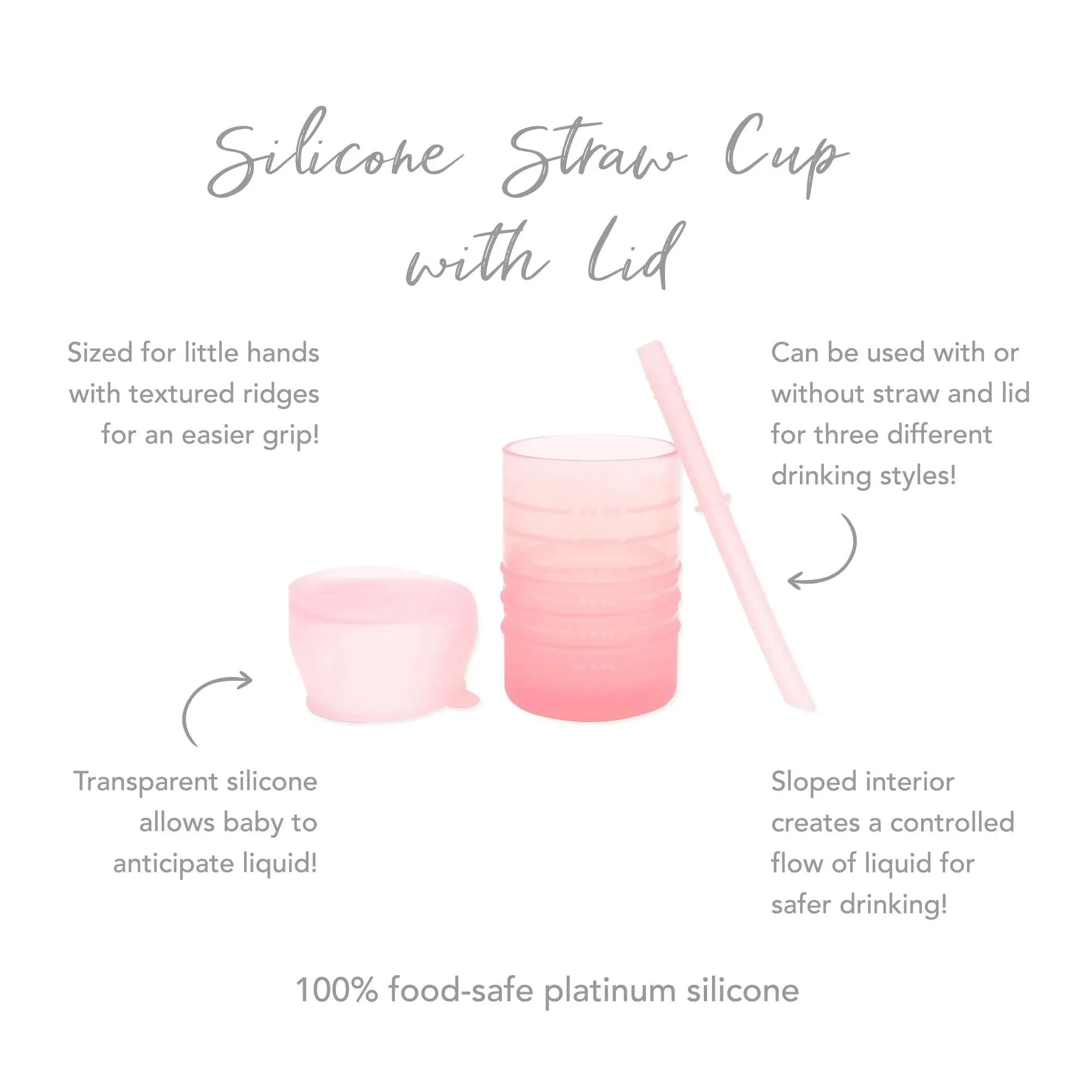 Pink Silicone Straw Cup with Lid