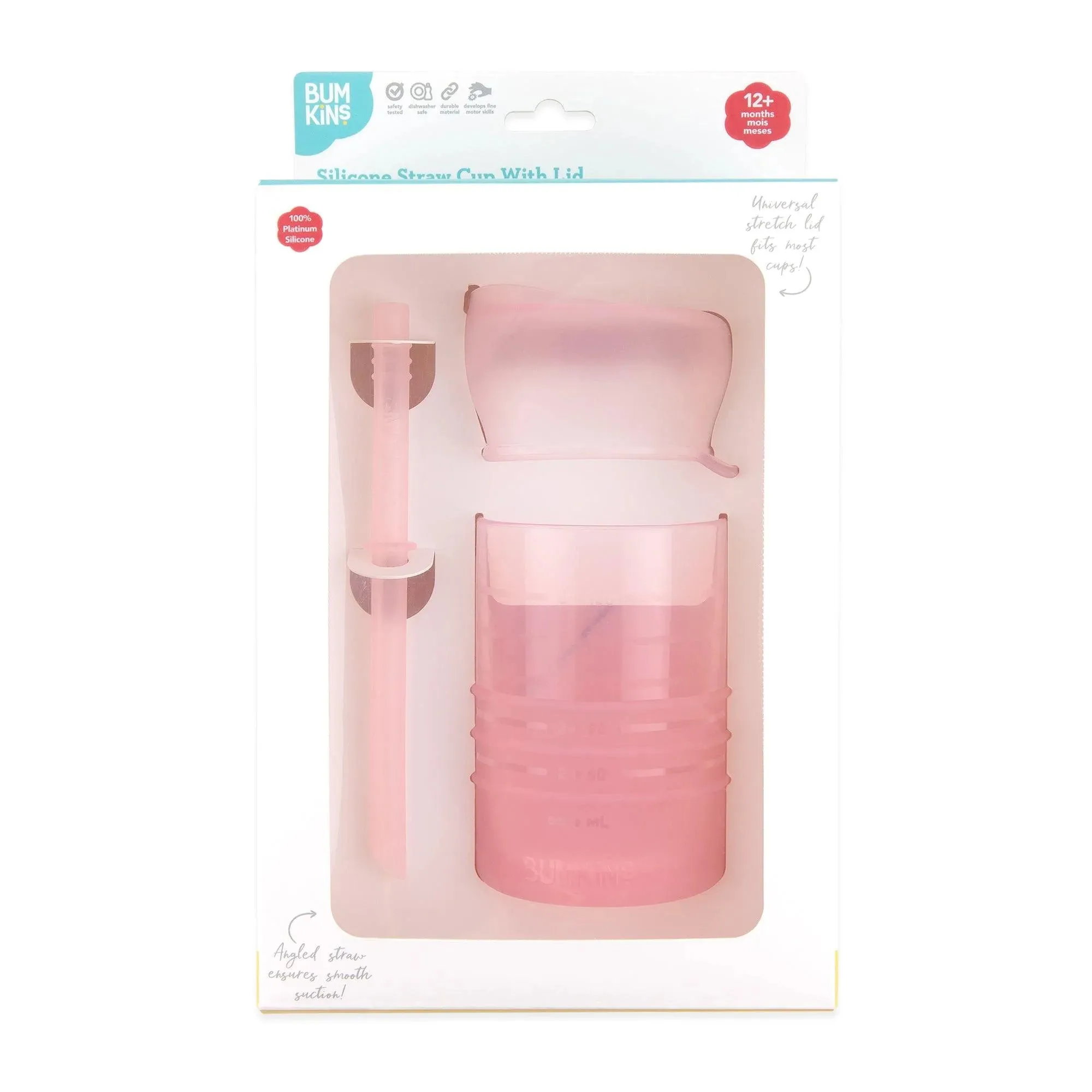 Pink Silicone Straw Cup with Lid