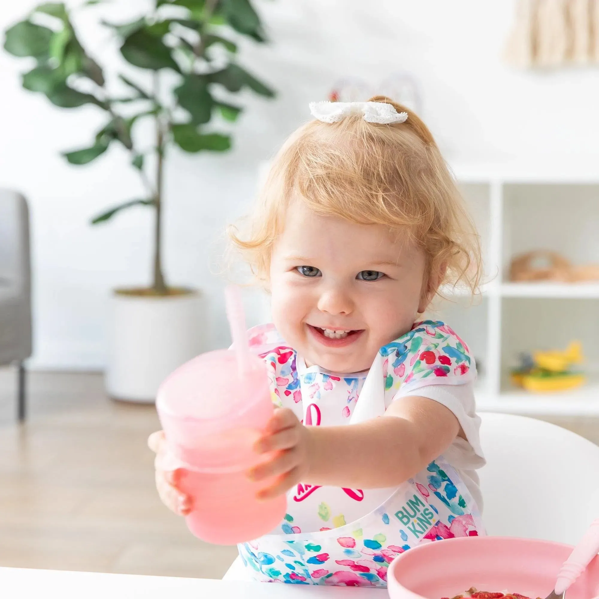 Pink Silicone Straw Cup with Lid