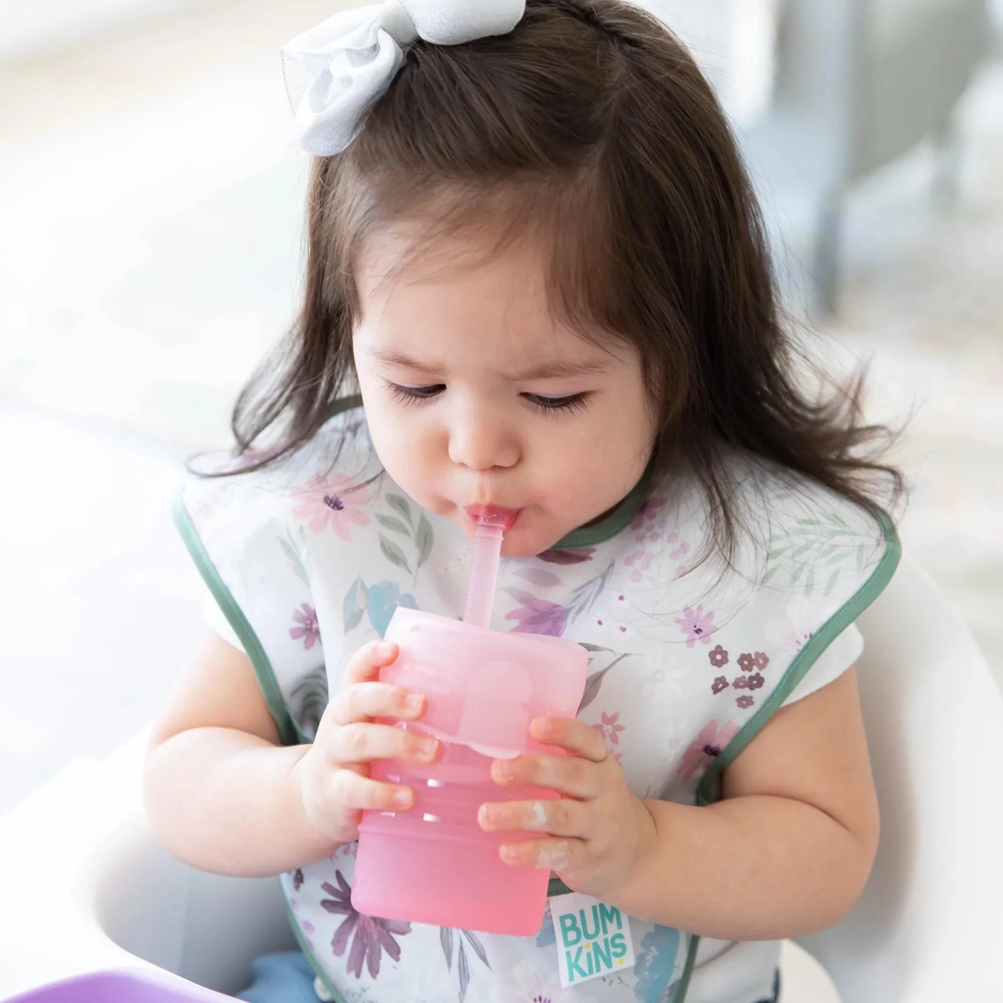 Pink Silicone Straw Cup with Lid