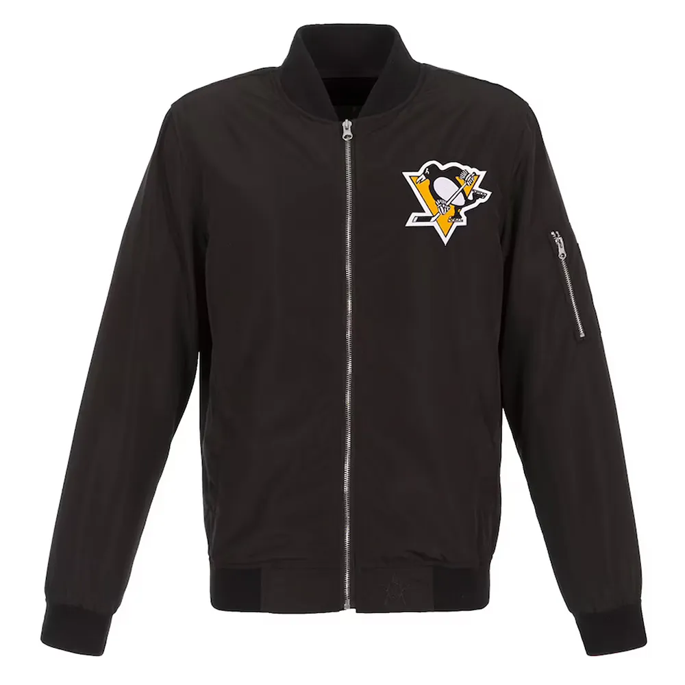 Pittsburgh Penguins Black Lightweight Nylon Bomber Jacket