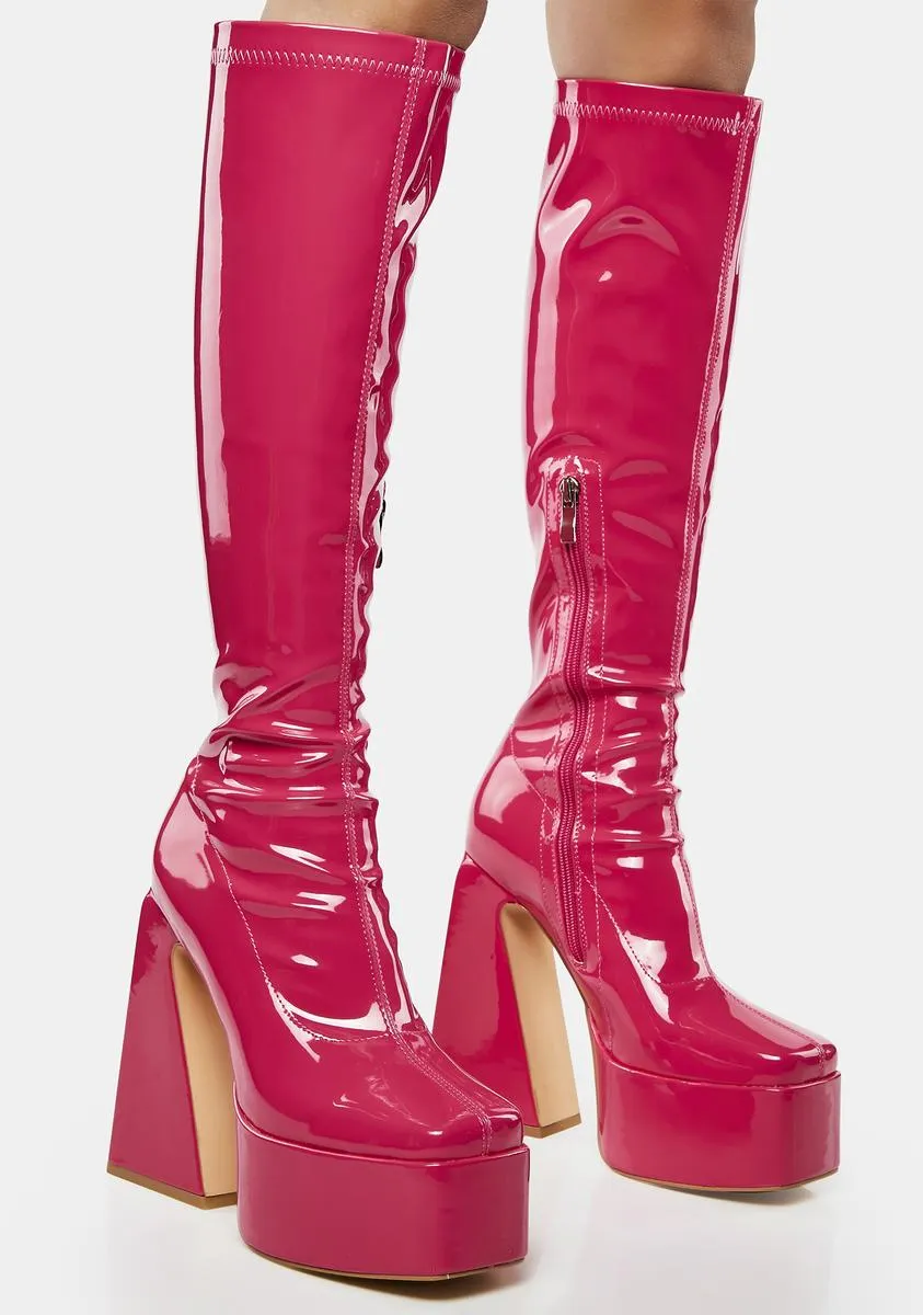 Raspberry San Francisco Knee High Boots-