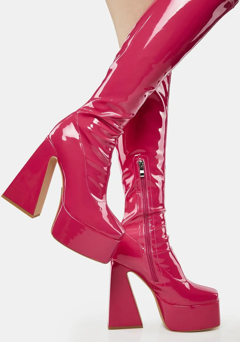 Raspberry San Francisco Knee High Boots-