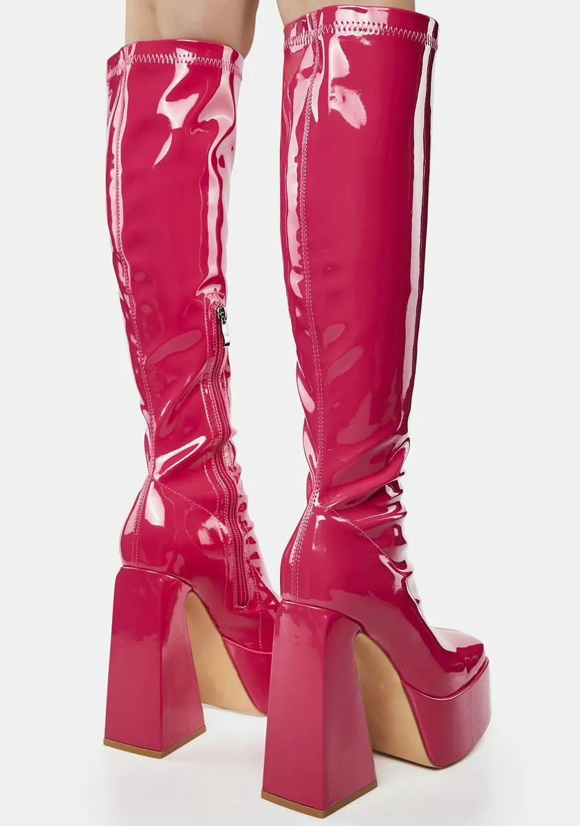 Raspberry San Francisco Knee High Boots-