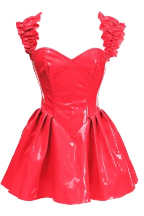 Top Drawer Red Patent PVC Vinyl Corset Dress with Steel Boning