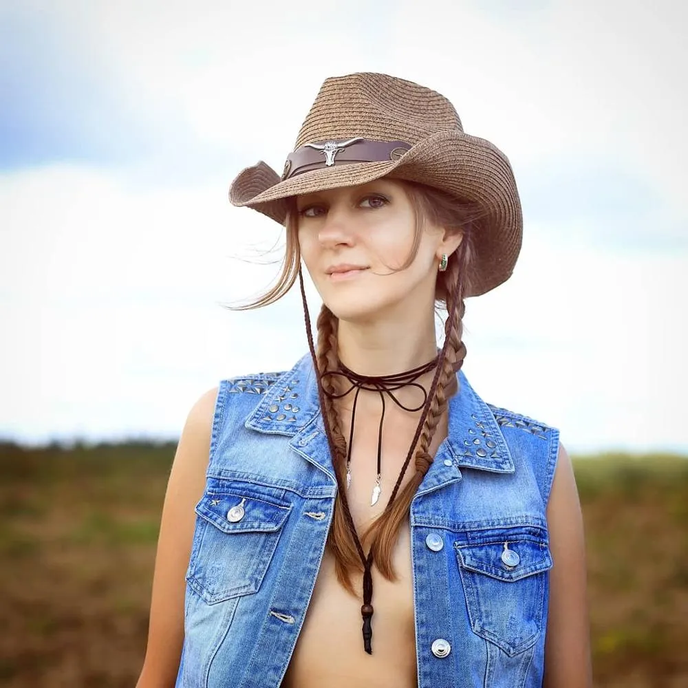 Unisex Retro Leather Band Sun Hat