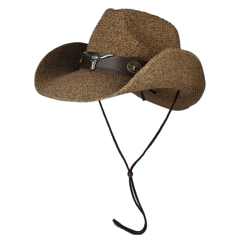 Unisex Retro Leather Band Sun Hat