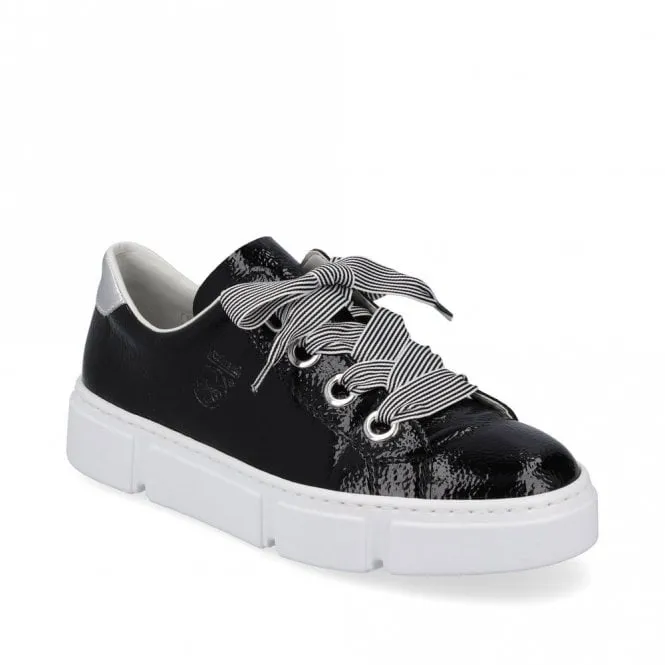 Lace-Up Patent Black Rieker Women's Shoes N59A2-00