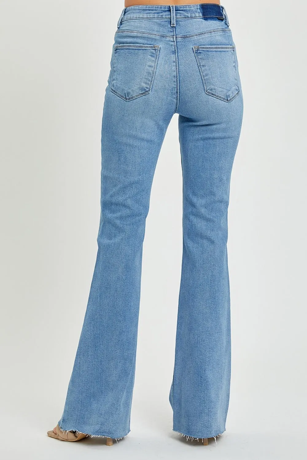 Full Size Raw Cut Bootcut Jeans with High Rise by RISEN