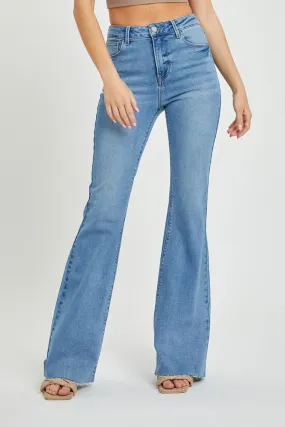 Full Size Raw Cut Bootcut Jeans with High Rise by RISEN