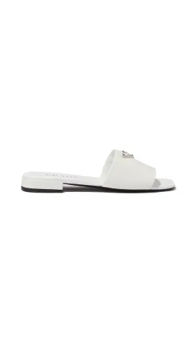 Saffiano Patent Leather Slides White