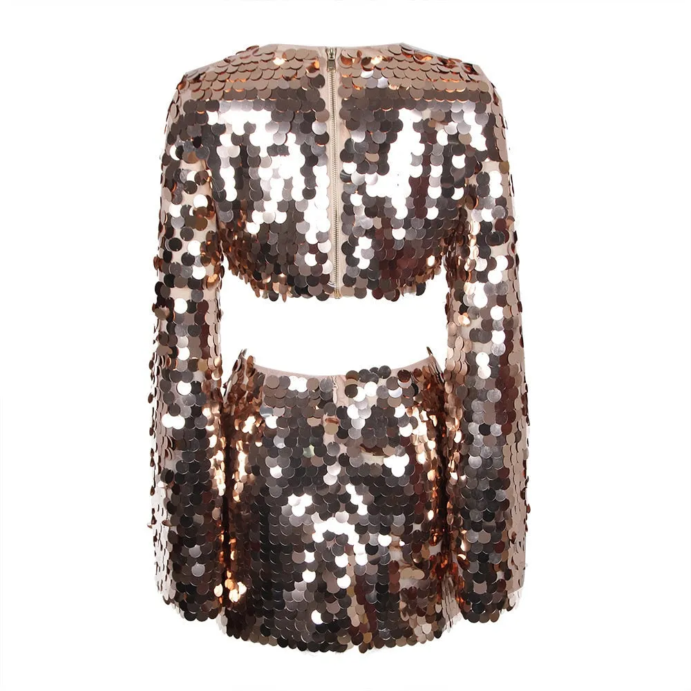 Sexy Sequin Flare Sleeve Party Mini Dress