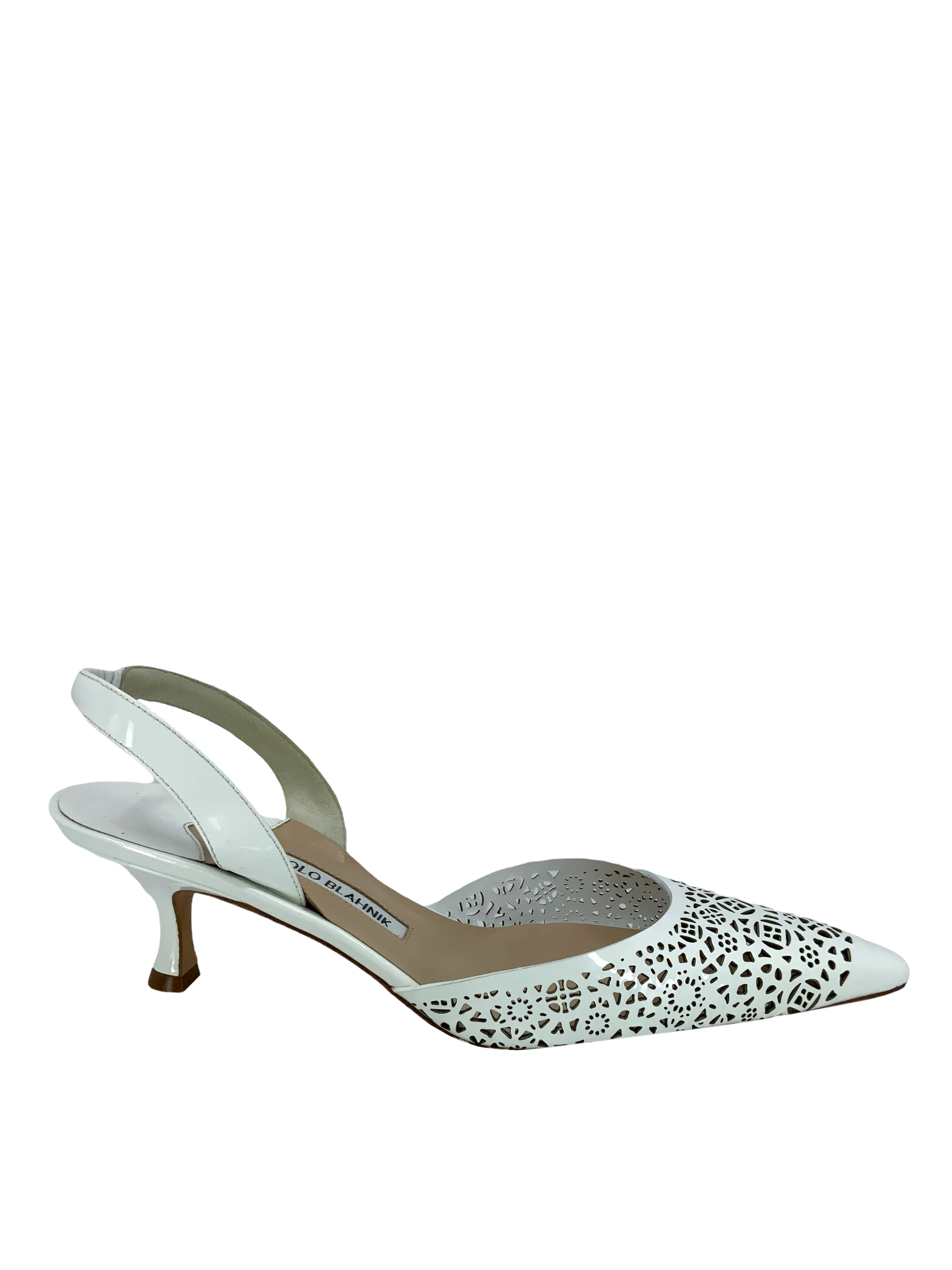 Manolo Blahnik Size 8.5 Laser-Cut Carolyne Slingback Pumps