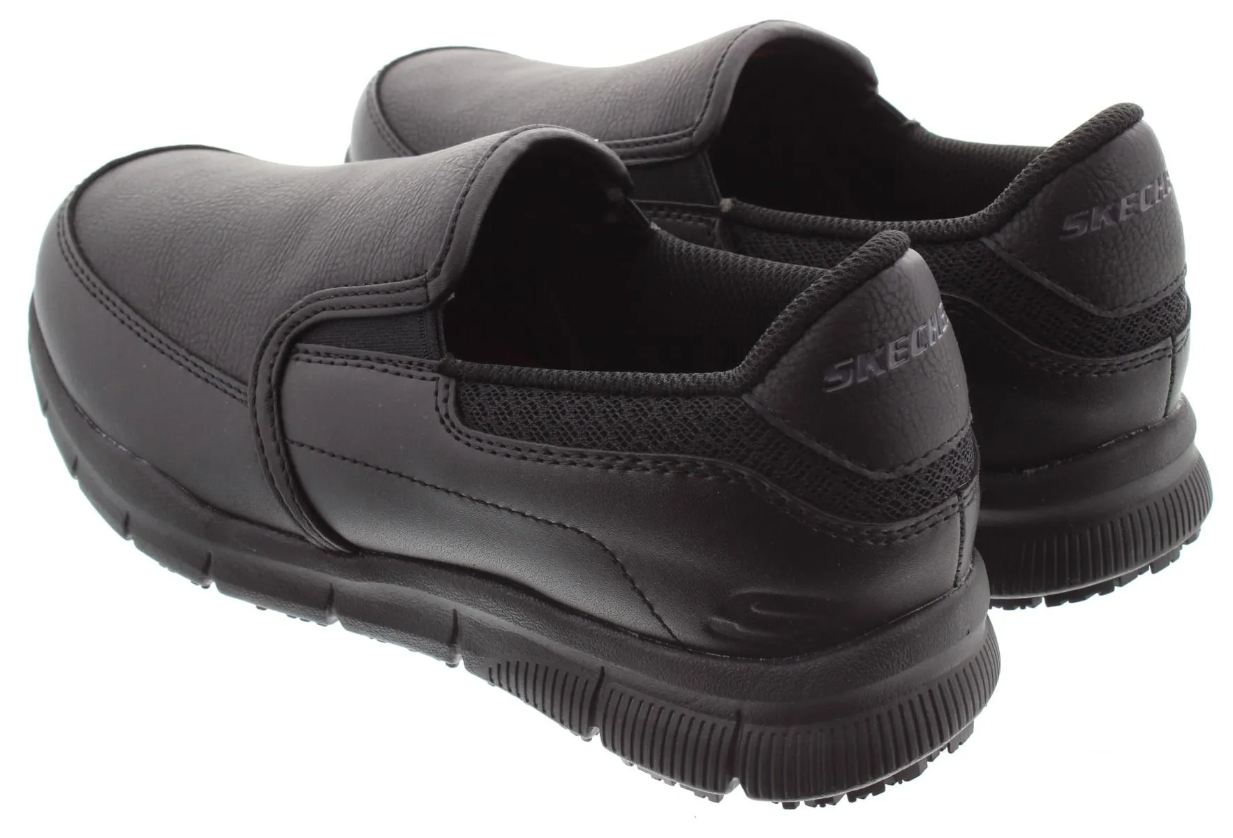 SKECHERS Ladies 77236EC Work Slip Resistant Black Slip On Shoes