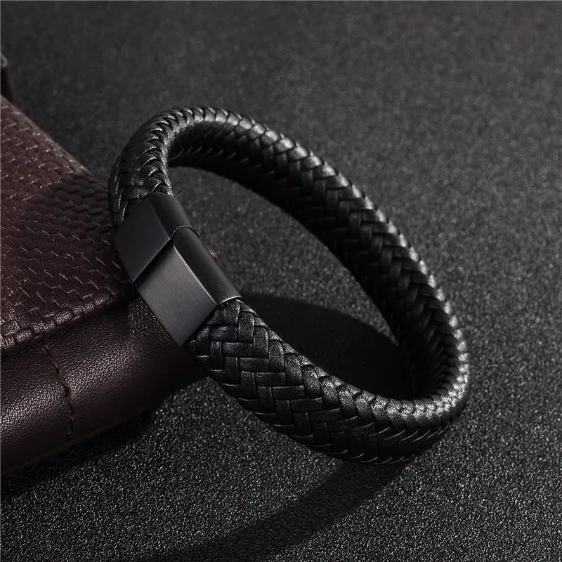 Woven Men's Leather Bracelet