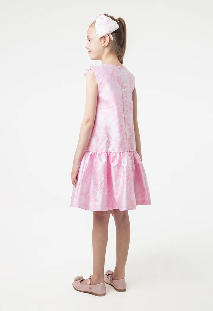 Rose Bud Jacquard Ruffle Dress