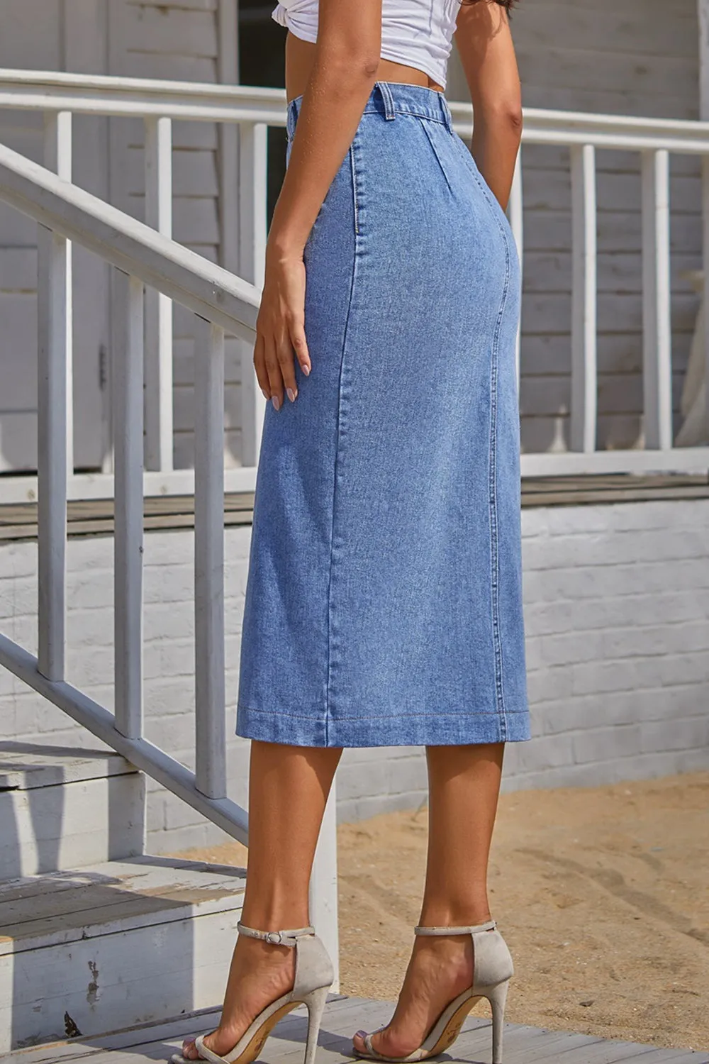 Buttoned Denim Skirt