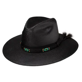 Women's Beaded Western Black Straw Hat