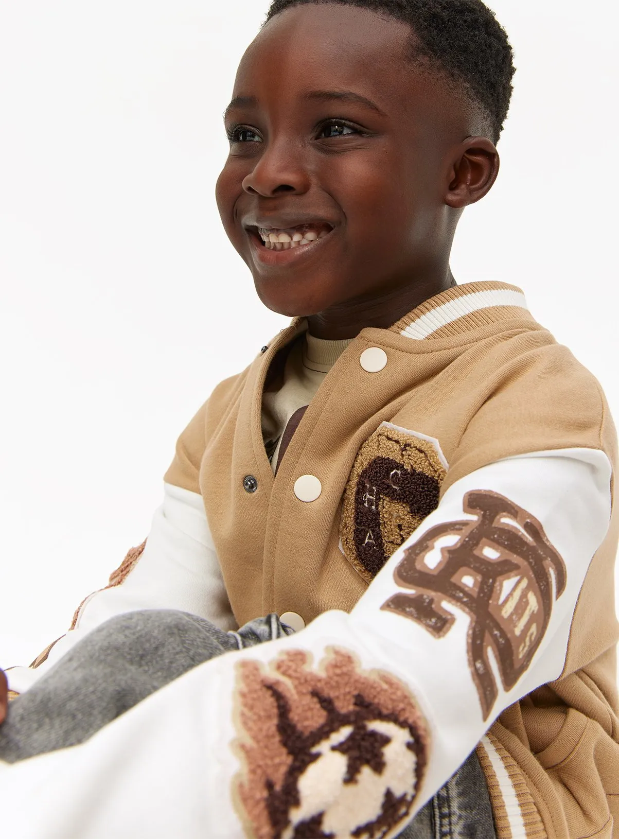 Stone Varsity Bomber Jacket for Kids aged 5-6 years