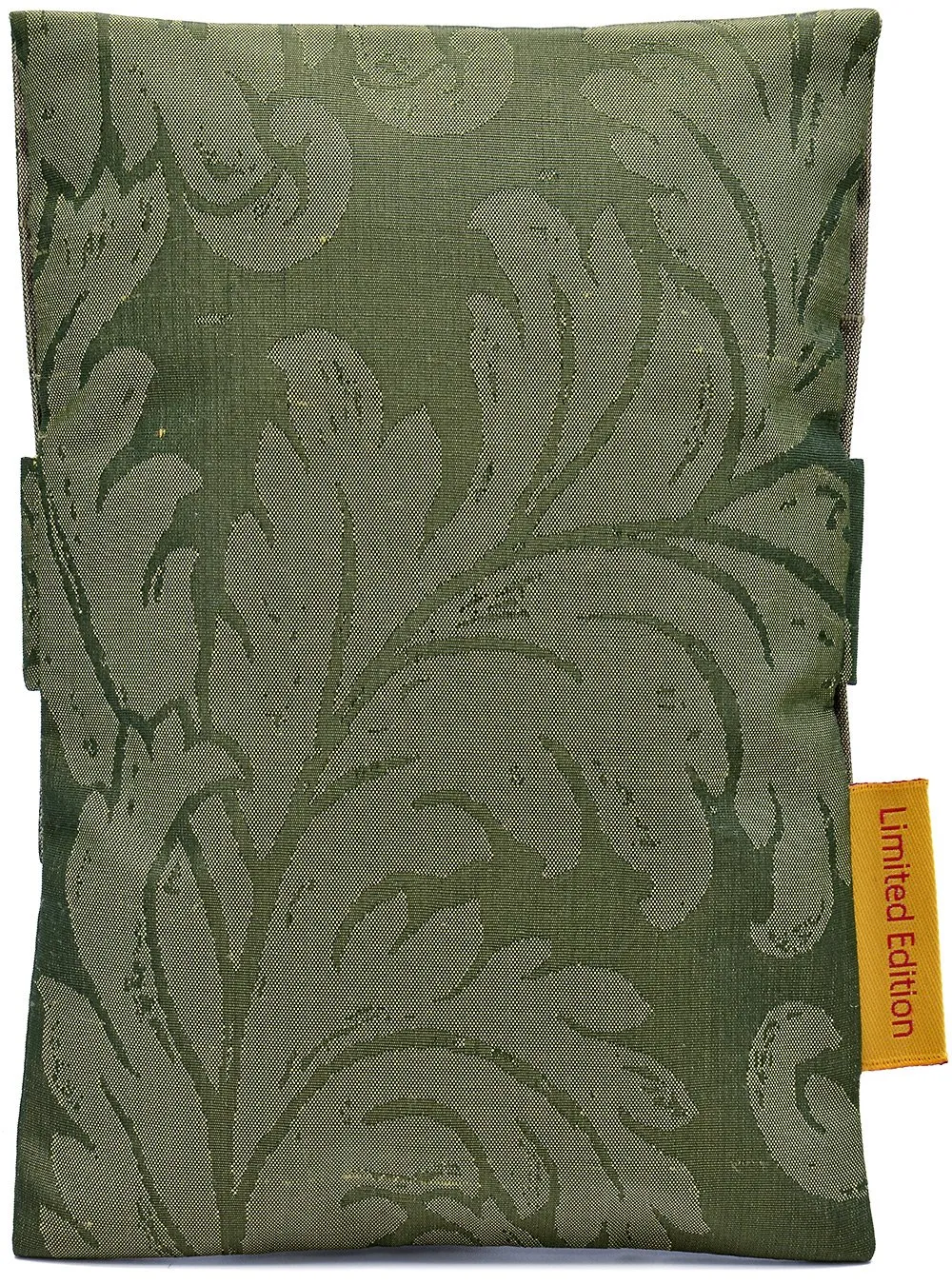 Green Silk Foldover Pouch with Ecclesiastical Acanthus Leaf