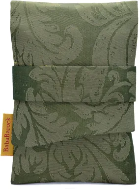 Green Silk Foldover Pouch with Ecclesiastical Acanthus Leaf