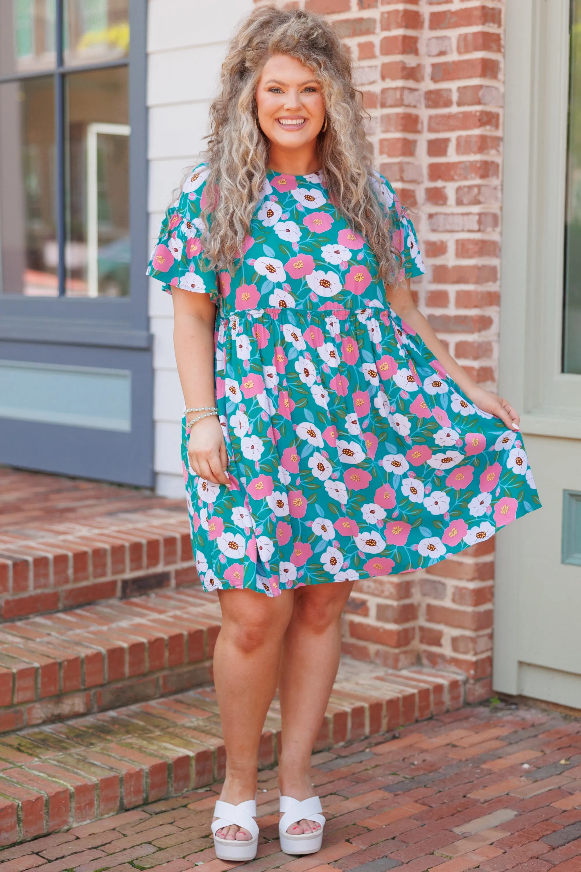 Teal Babydoll Ease Dress