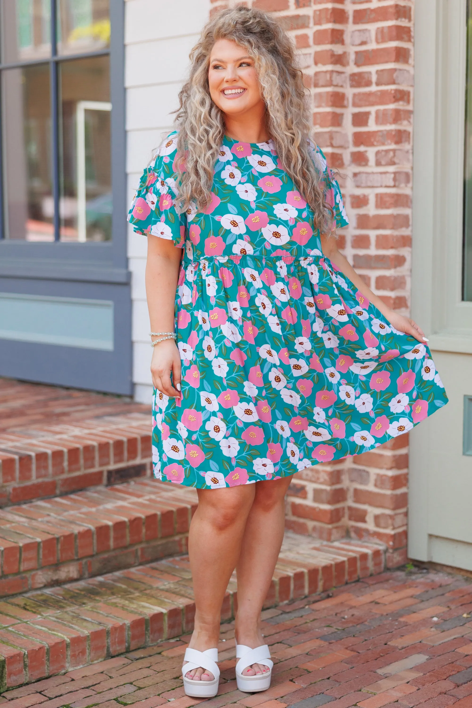 Teal Babydoll Ease Dress