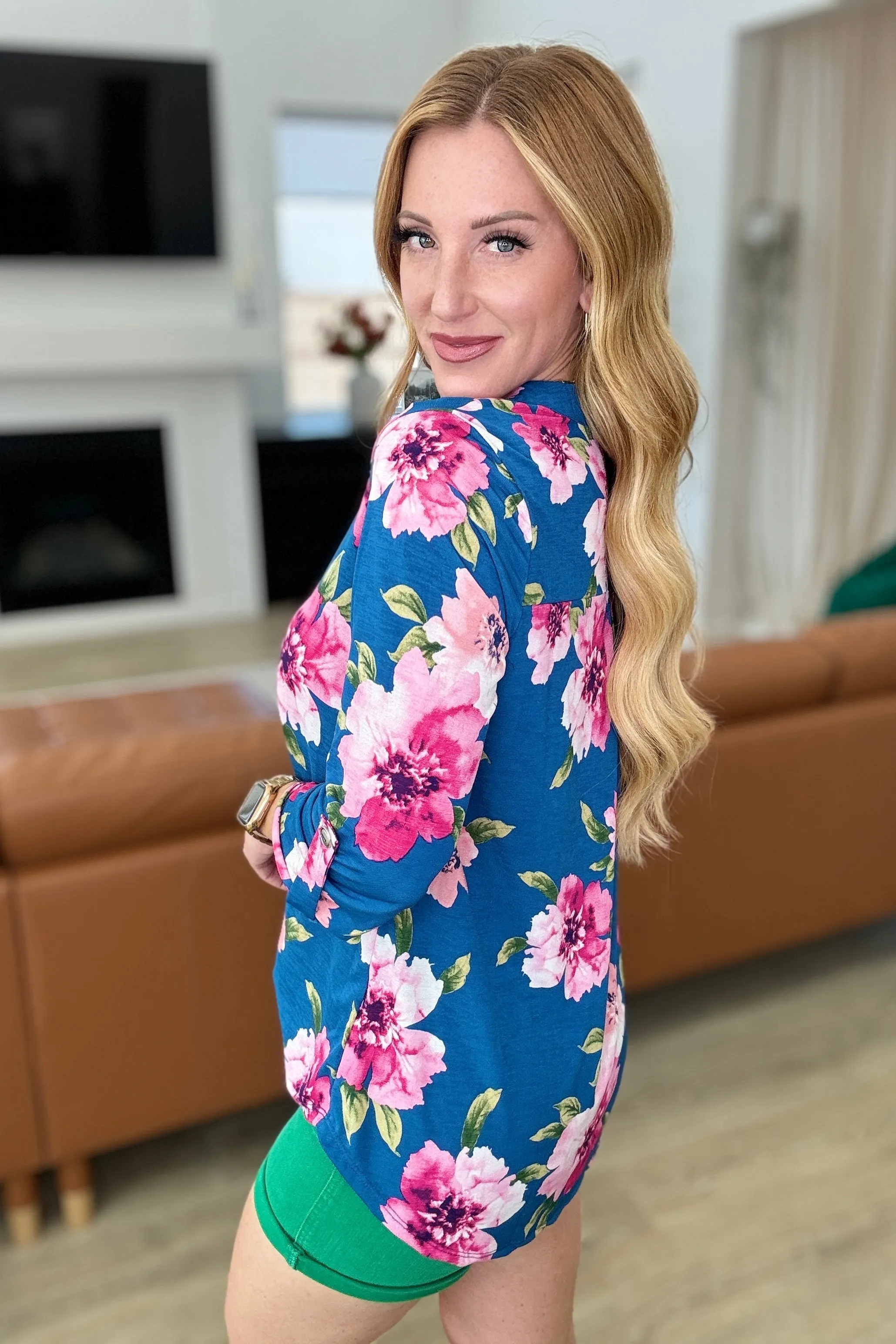 Teal and Magenta Floral Lizzy Top