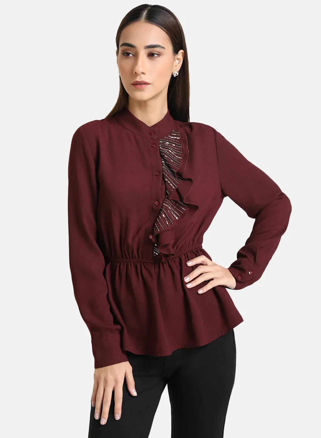 Embellished Ruffle Top