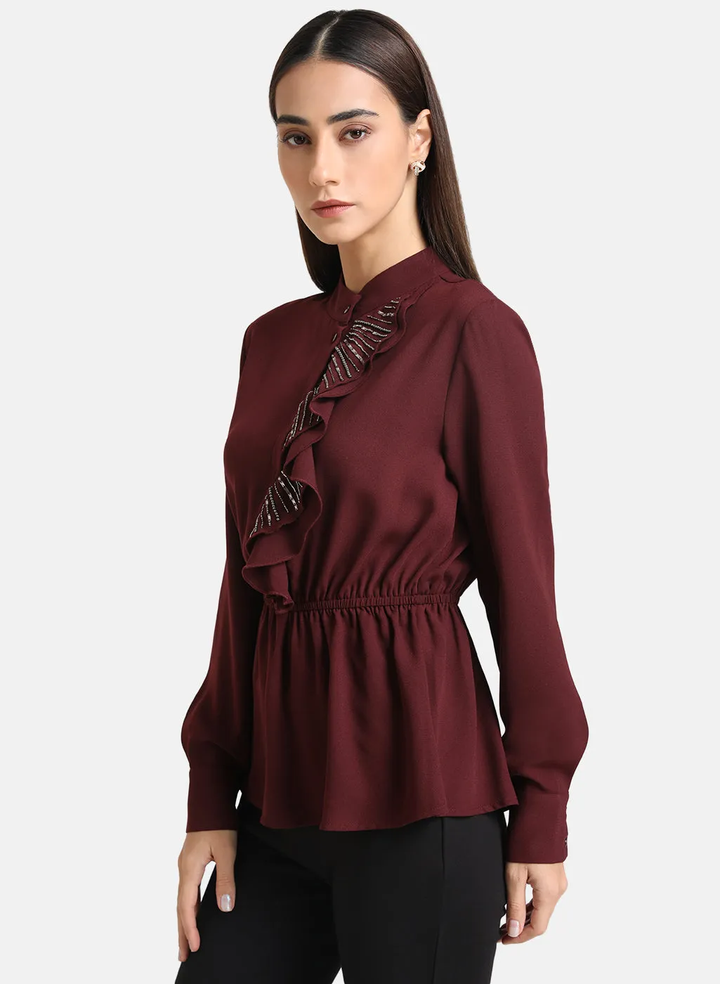 Embellished Ruffle Top