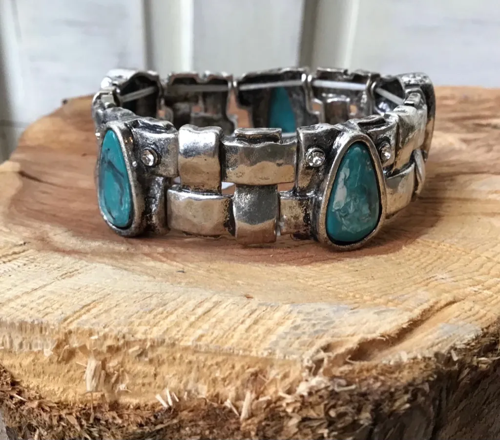 Turquoise and Crystal Woven Bracelet