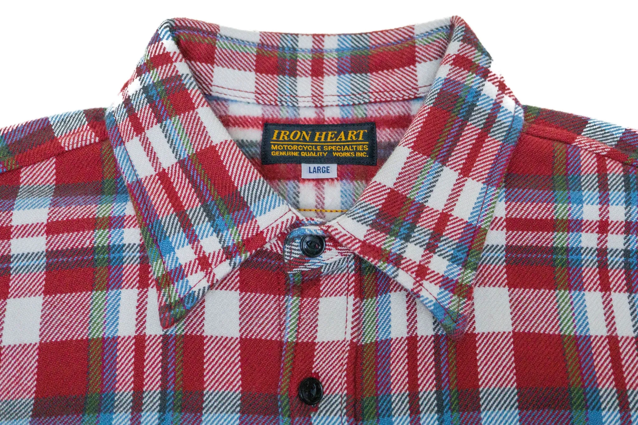 Iron Heart IHSH-371-RED Flannel Check Work Shirt - Red