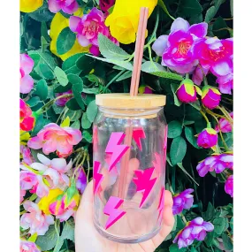 Pink Lightening Bolt Ice Coffee Cup