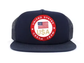 Navy Trucker Hats with United States CREAM TEAM Logo