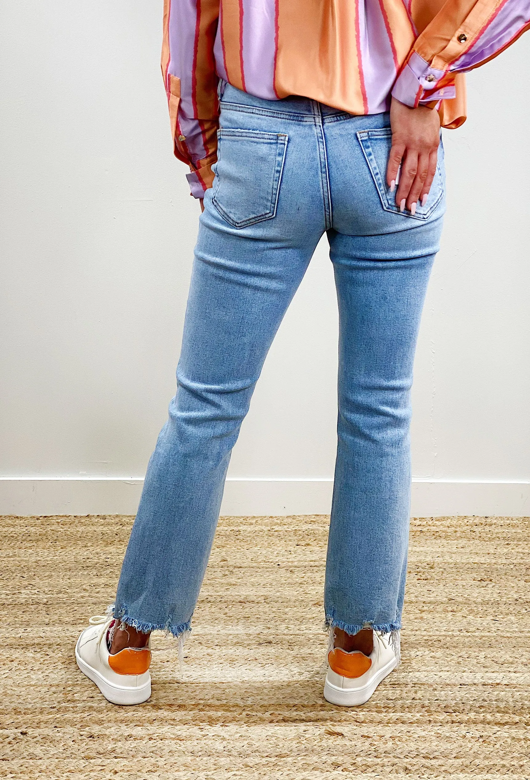 High Rise Kick Flare Denim