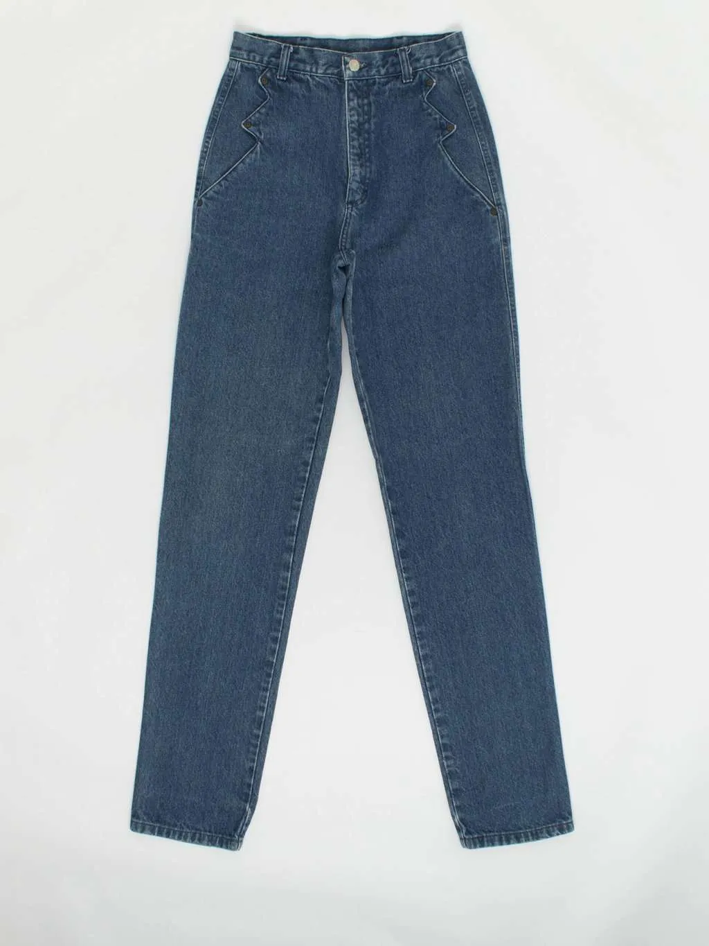 Vintage High Rise Jeans Rivet Detail Zig Zag Pockets 29 X 36