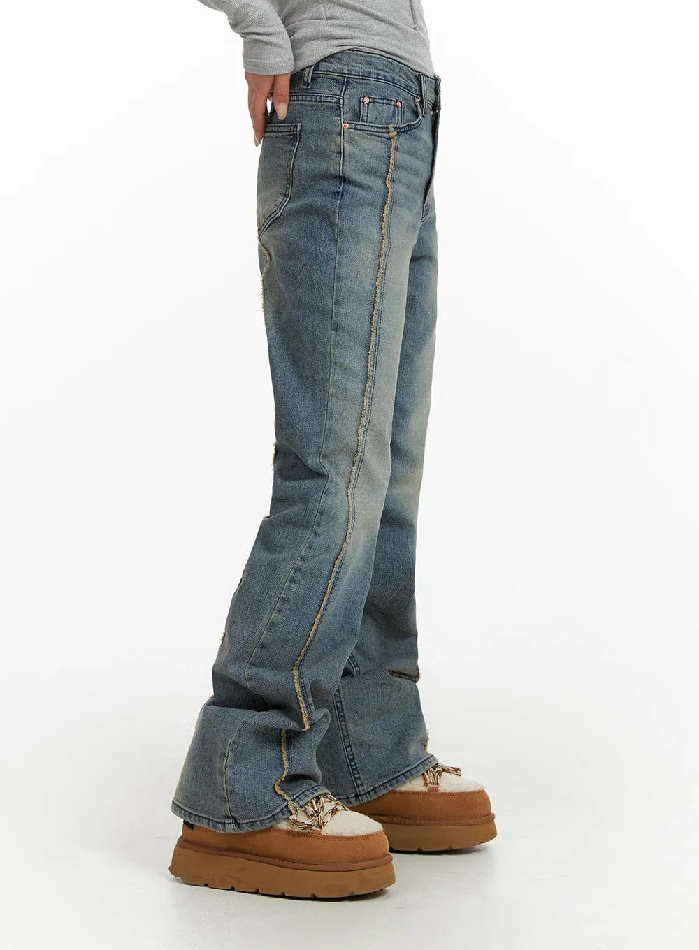 Vintage Washed Bootcut Denim Jeans