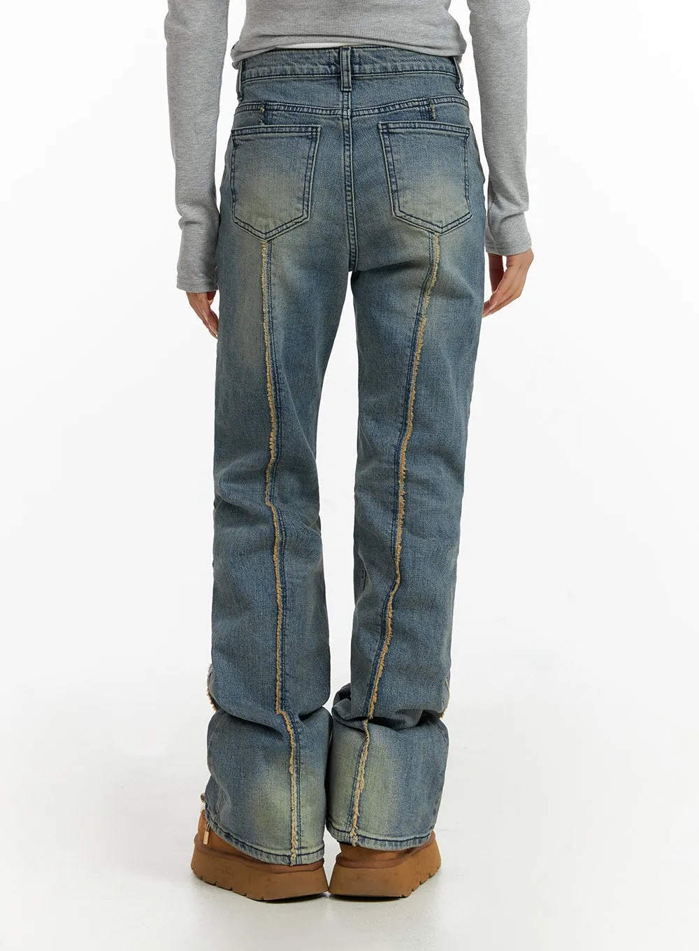 Vintage Washed Bootcut Denim Jeans