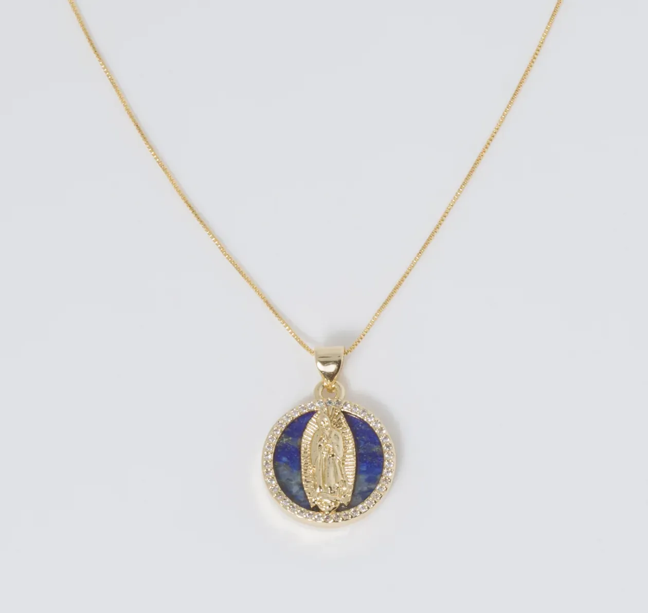 Virgin Mary Lapis Necklace