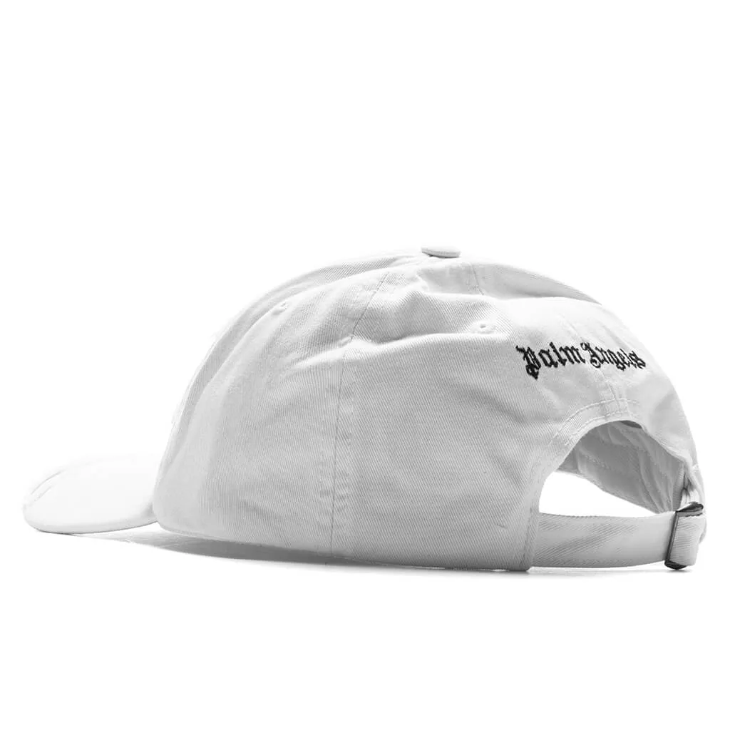 White Black Ripped Logo Cap