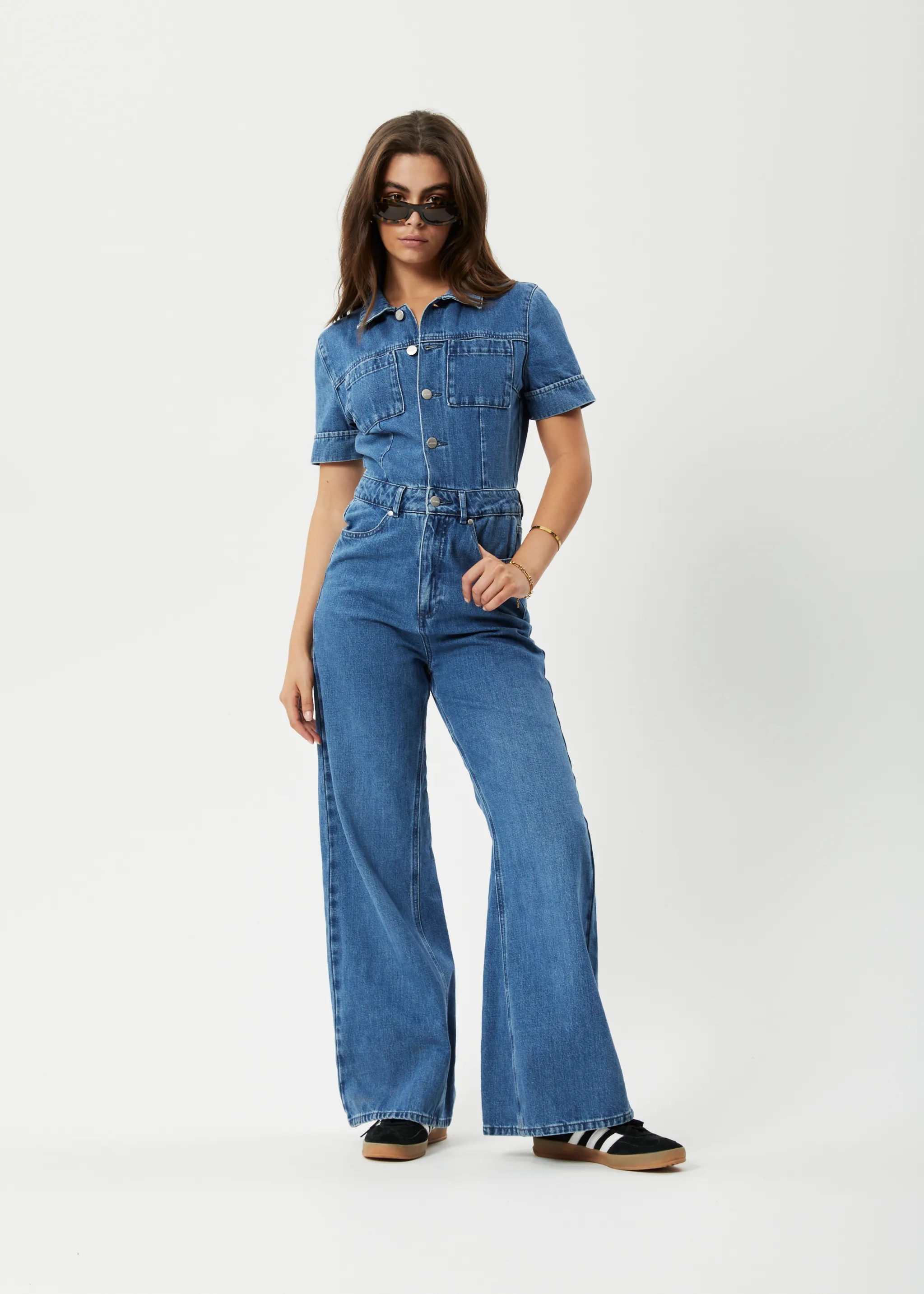 AFENDS Miami Women's Flared Denim Jumpsuit - Authentic Blue