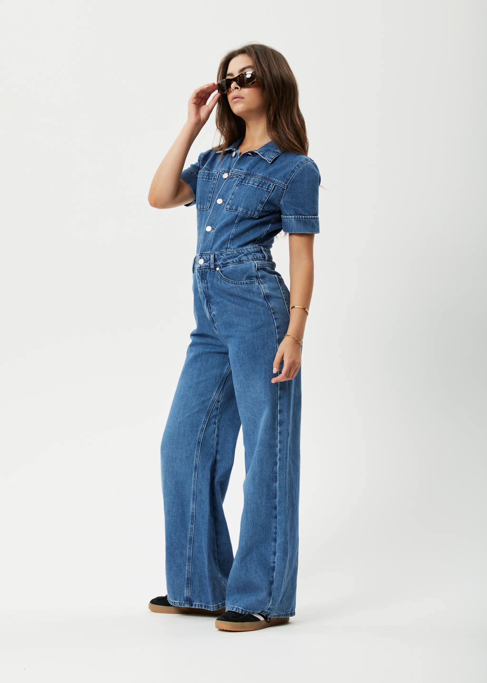 AFENDS Miami Women's Flared Denim Jumpsuit - Authentic Blue