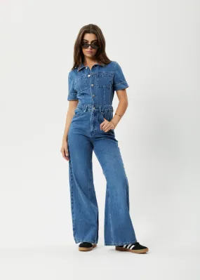 AFENDS Miami Women's Flared Denim Jumpsuit - Authentic Blue