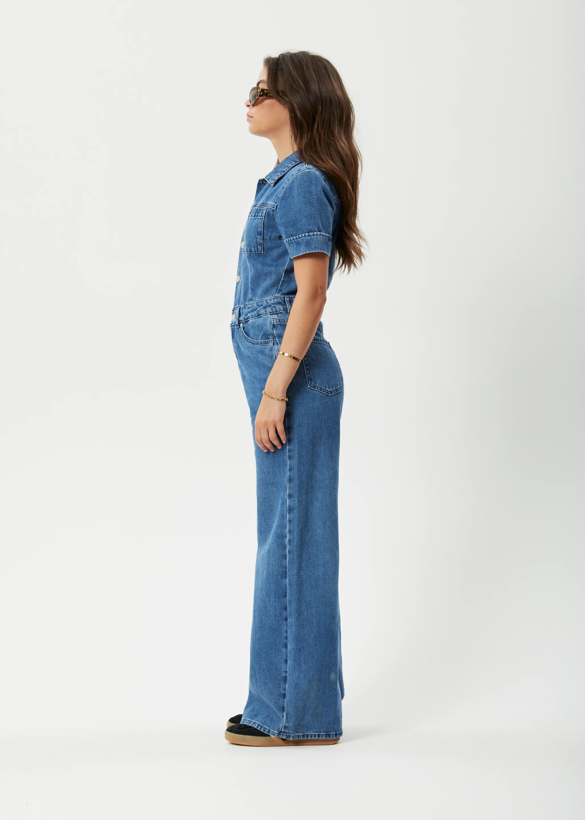 AFENDS Miami Women's Flared Denim Jumpsuit - Authentic Blue