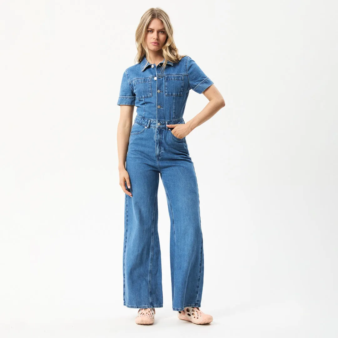 AFENDS Miami Women's Flared Denim Jumpsuit - Authentic Blue