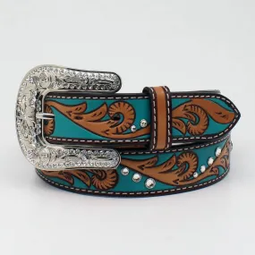 Angel Ranch Turquoise Brown Floral Belt