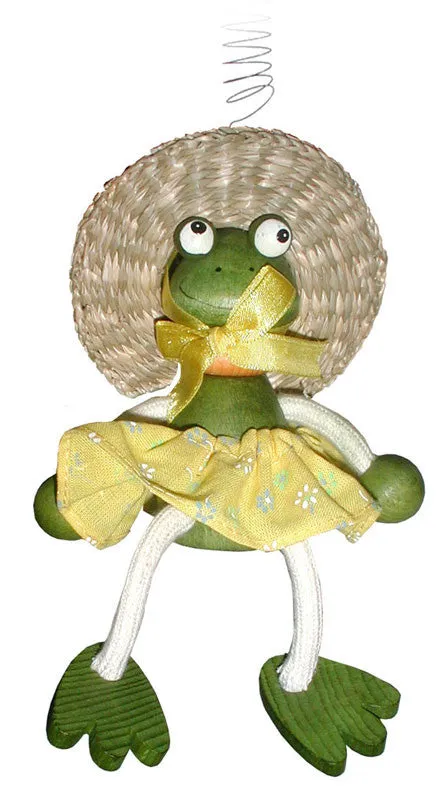 Handcrafted Wooden Jumpie - Frog With Dress