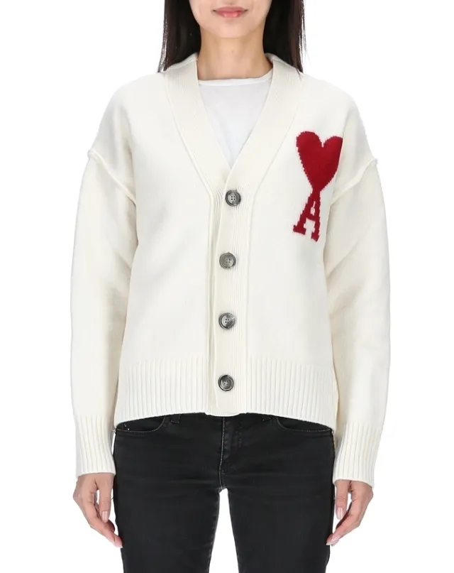 Heart Casual Style Unisex Wool Long Sleeves Logo Cardigans