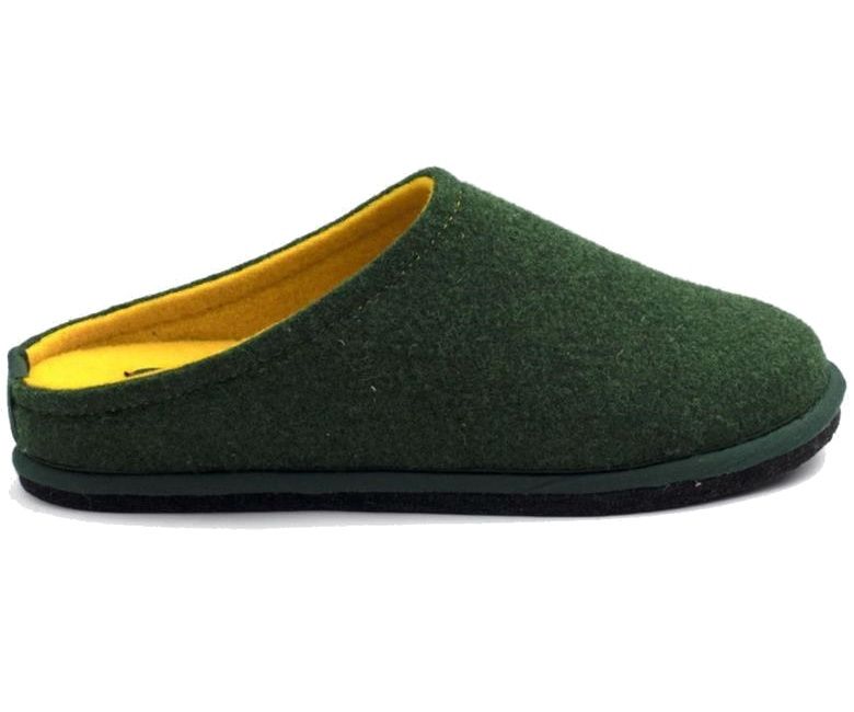 Lowenweiss Unisex Felted Wool Forest Green Yellow Slippers 6800BC 477 980