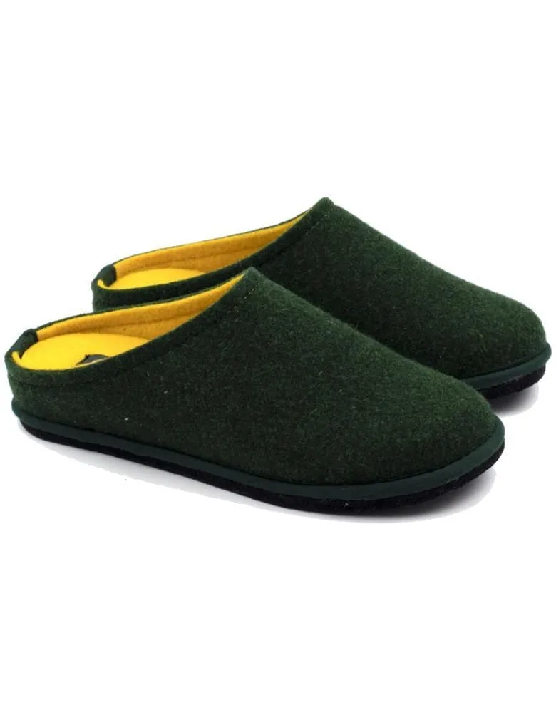 Lowenweiss Unisex Felted Wool Forest Green Yellow Slippers 6800BC 477 980